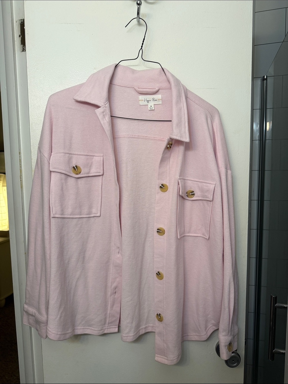 Hippie Rose Soft Pink Utility Jacket with Button Front
